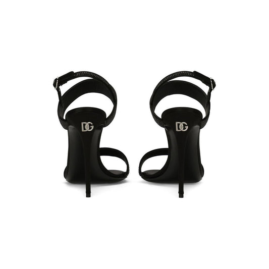 Dolce & Gabbana Satin sandals with iron-on rhinestones Sandals Dolce & Gabbana Black