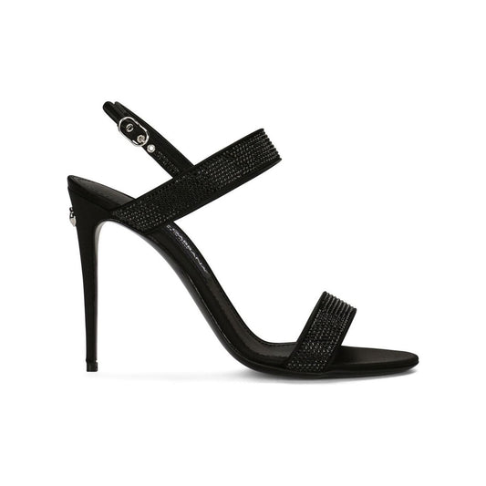 Dolce & Gabbana Satin sandals with iron-on rhinestones Sandals Dolce & Gabbana Black
