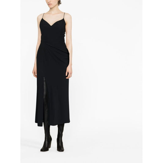 Alexander McQueen Draped Midi Dress Dresses Alexander Mcqueen Black