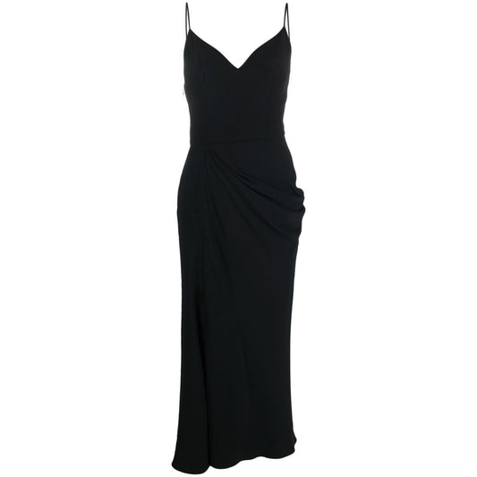 Alexander McQueen Draped Midi Dress Dresses Alexander Mcqueen Black