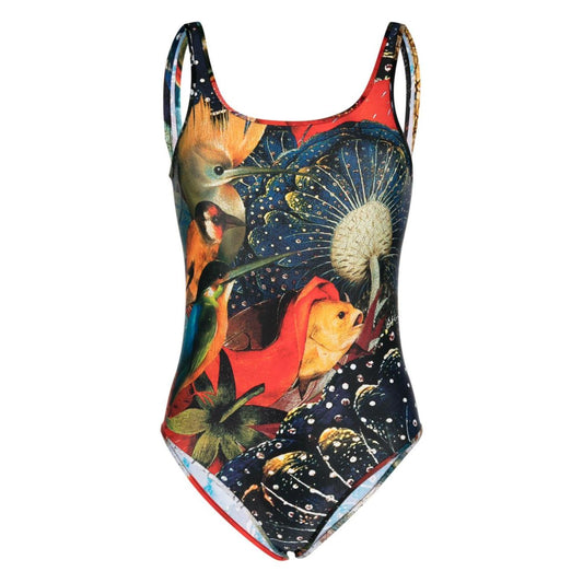 Alexander McQueen Hieronymus Bosch-print Jersey Bodysuit Beachwear & underwear Alexander Mcqueen Dark Salmon
