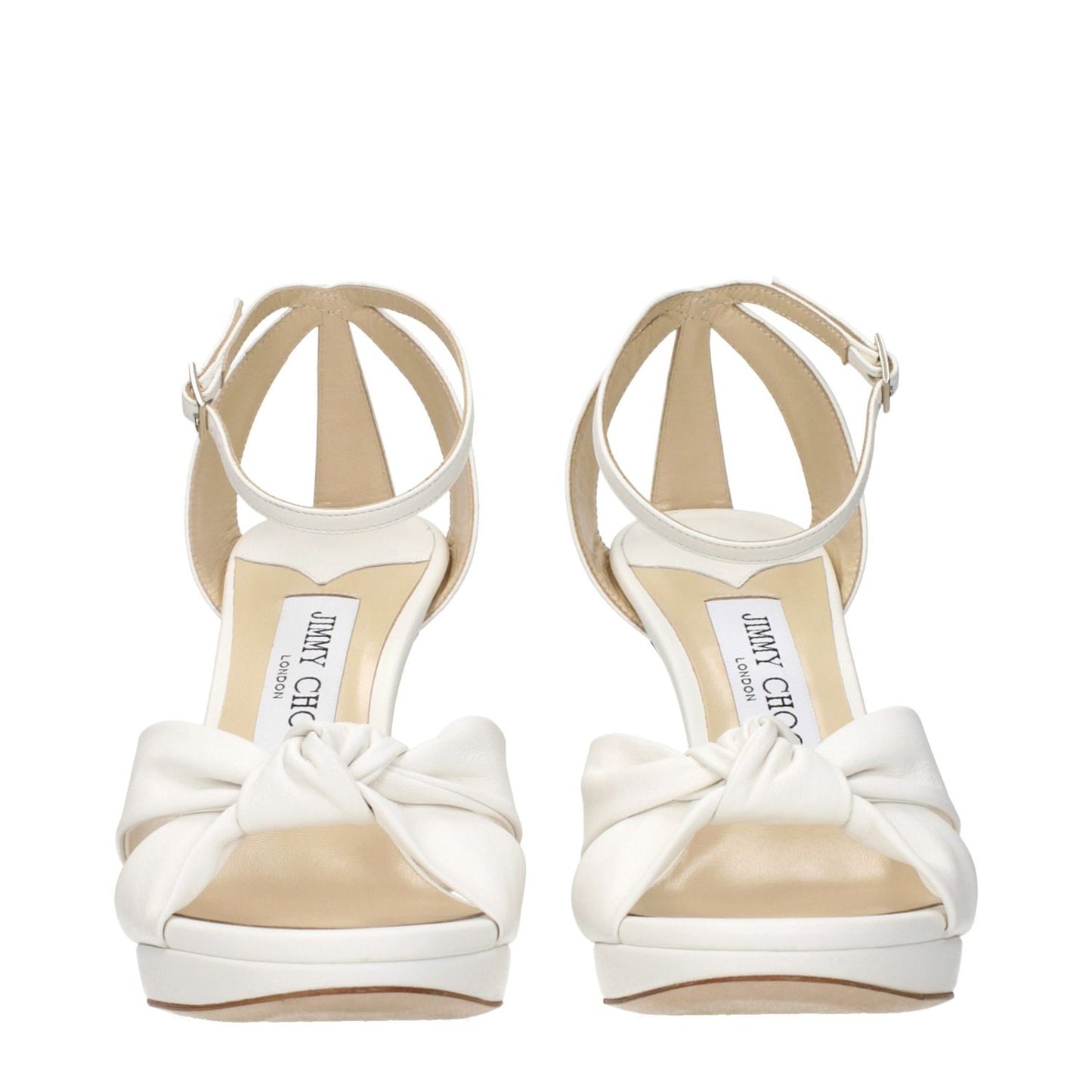 Jimmy Choo White Leather Platform Sandals