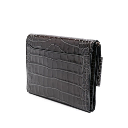 Boyy Buckle travel case croco embossed leather clutch bag