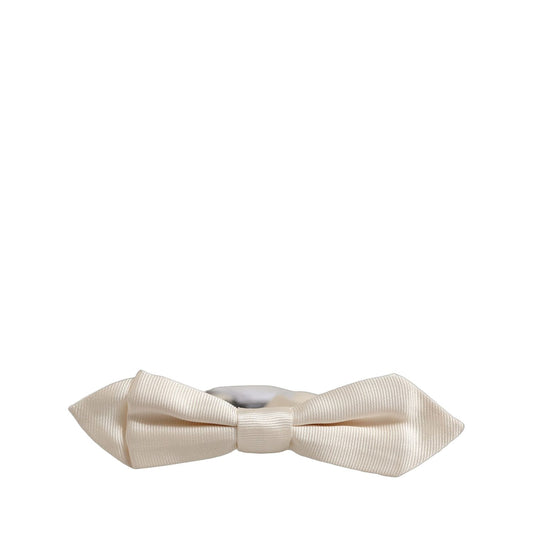 Dolce & Gabbana Men White 100% Silk Adjustable Neck Papillon Bow Tie
