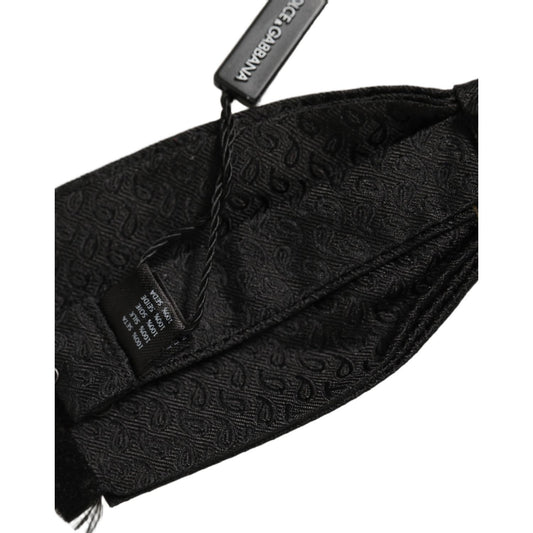 Dolce & Gabbana Men Dark Gray 100% SIlk Adjustable Neck Papillon Bow Tie
