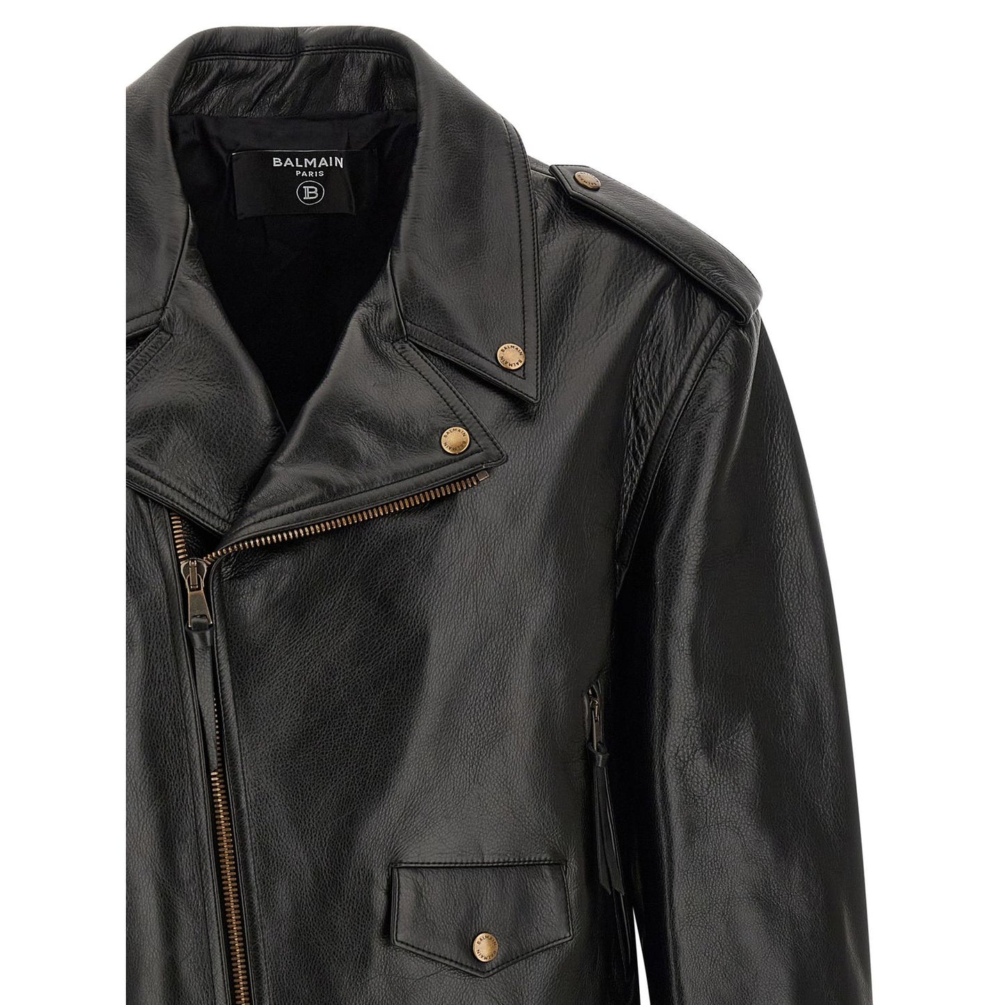 Balmain Black Calfskin Leather Jacket