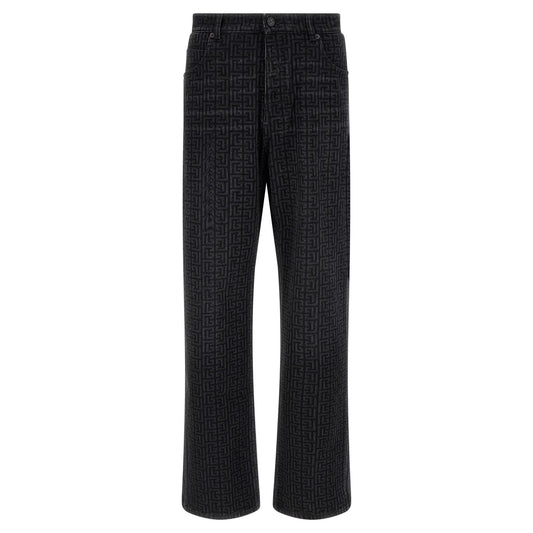 Balmain Black Cotton Straight-Leg Jeans