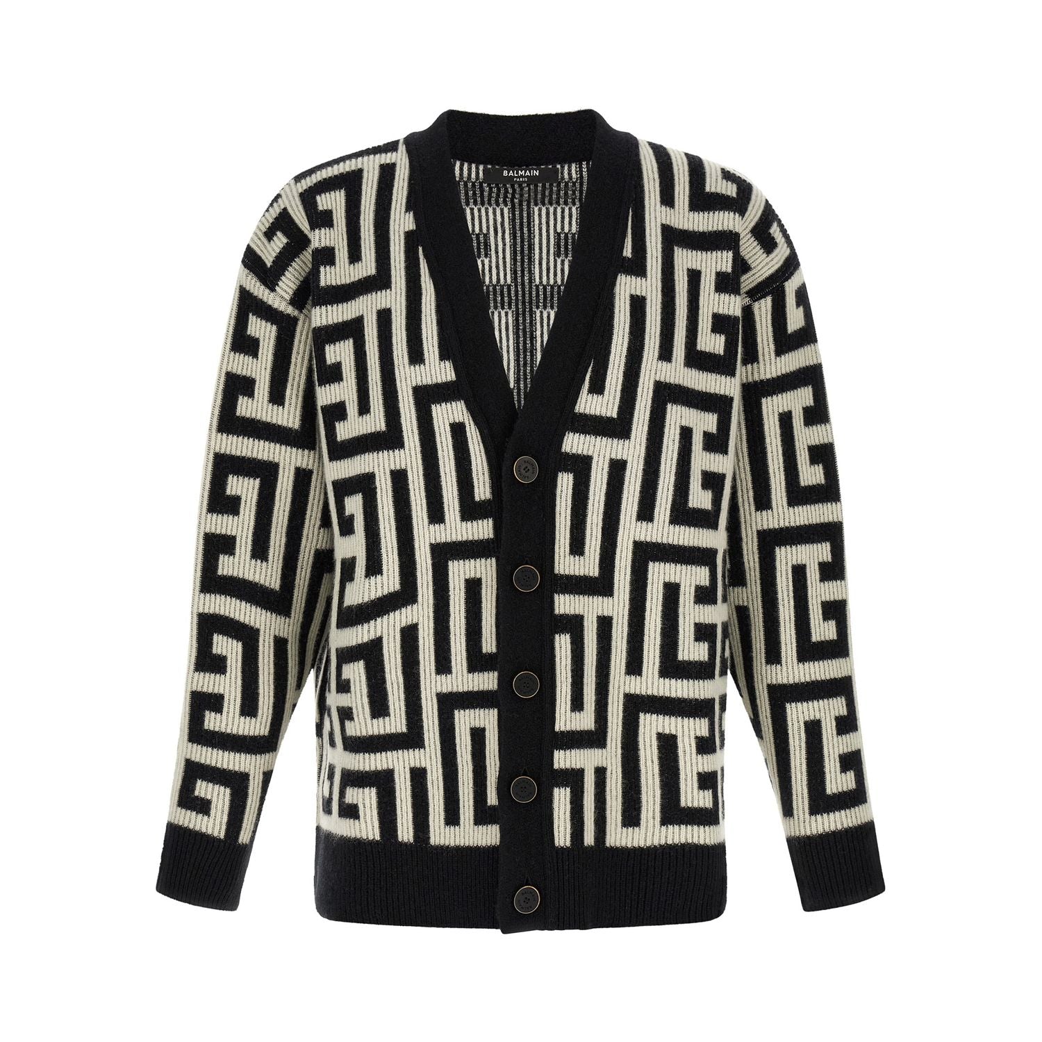 Balmain Bicolor Merino Wool Cardigan