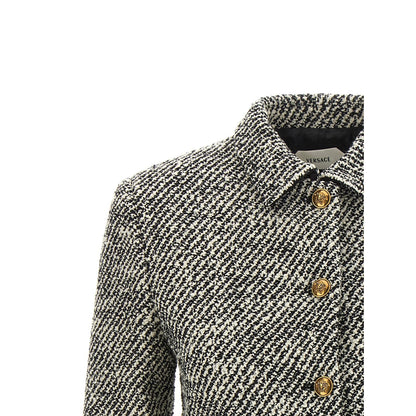 Versace Bicolor Virgin Wool Full-Length Jacket