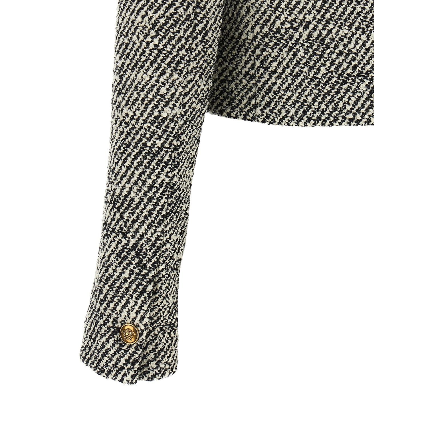 Versace Bicolor Virgin Wool Full-Length Jacket