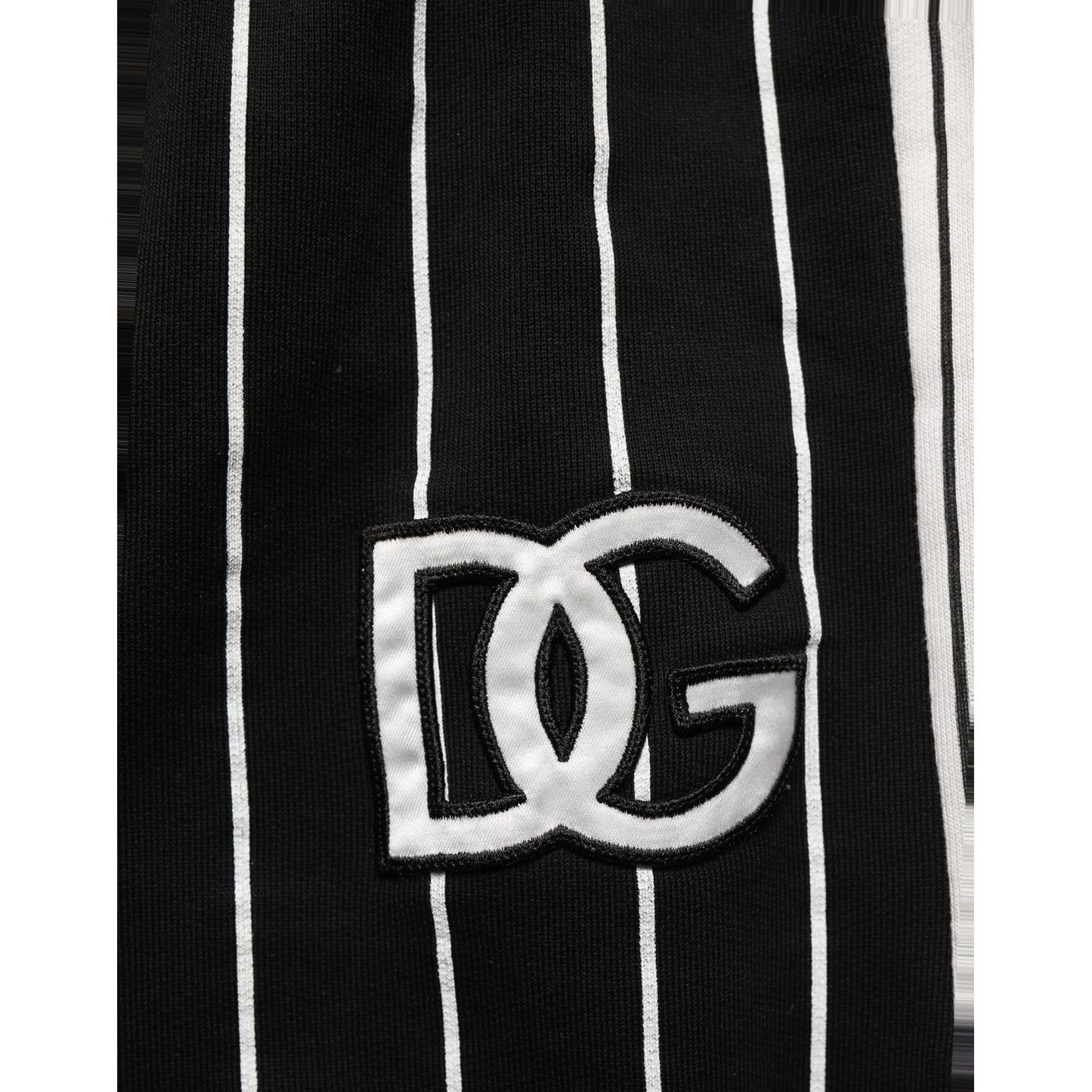 Dolce & Gabbana Black Striped DG Patch Men Sweatpants Pants