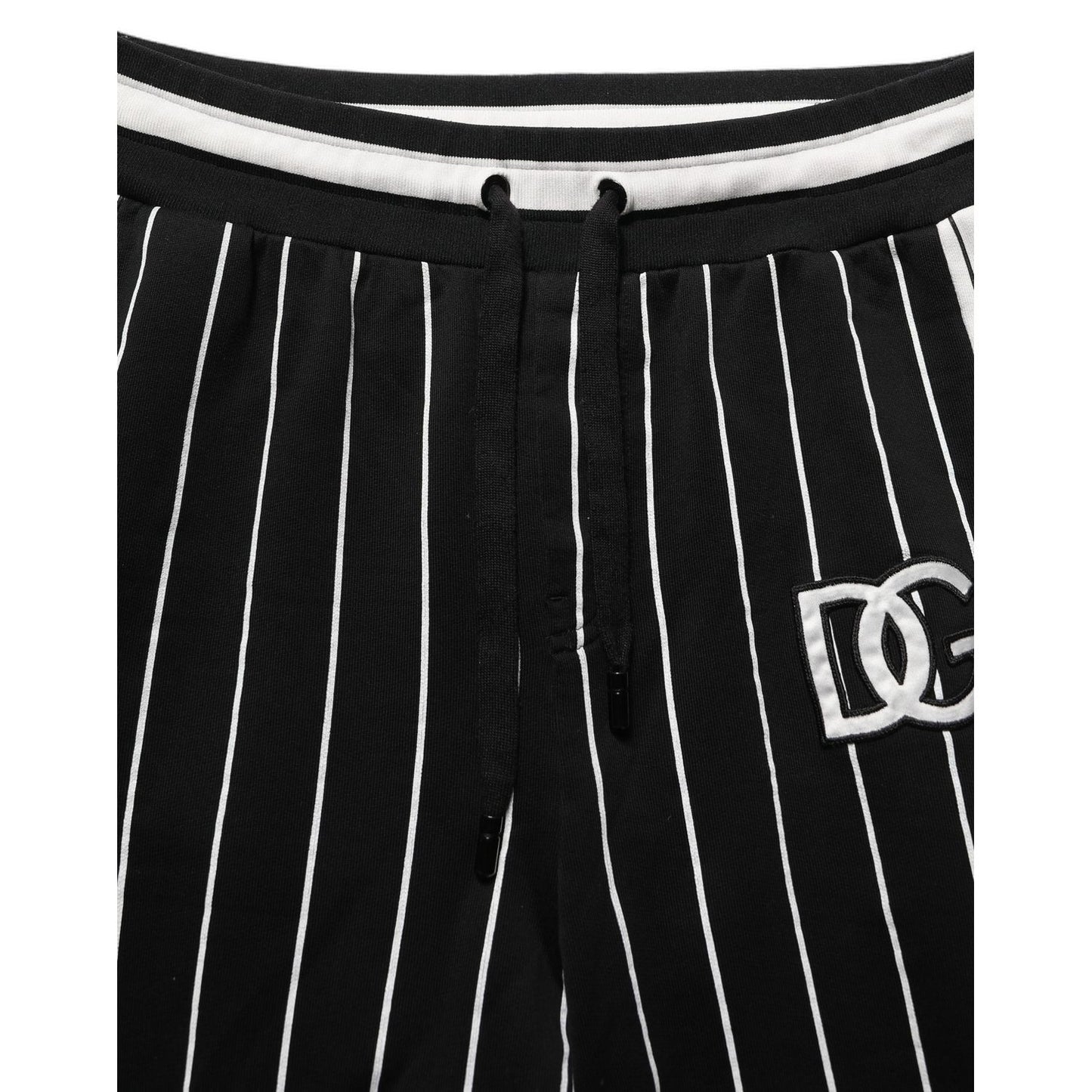Dolce & Gabbana Black Striped DG Patch Men Sweatpants Pants