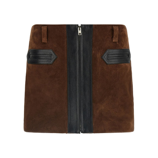 Marni Brown Calfskin Long Skirt