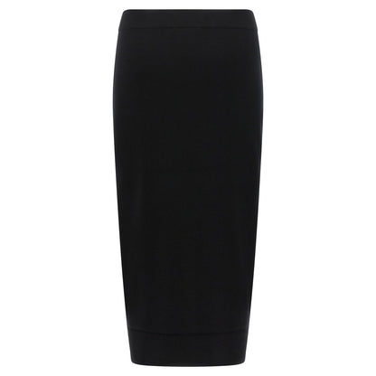 Max Mara Black Viscose Midi Skirt