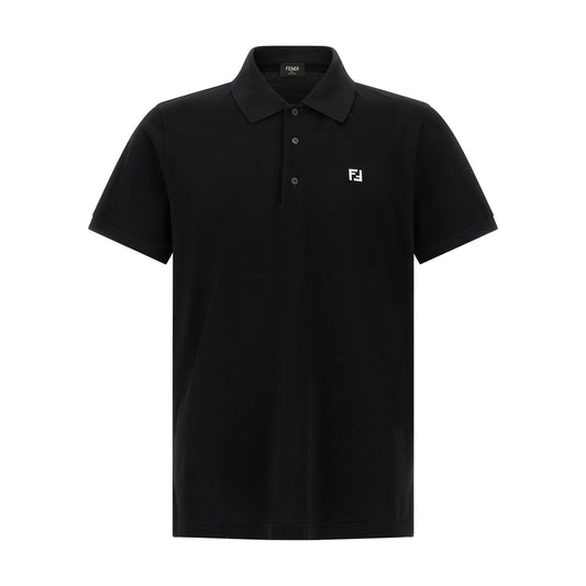 Fendi Black Cotton Polo Shirt