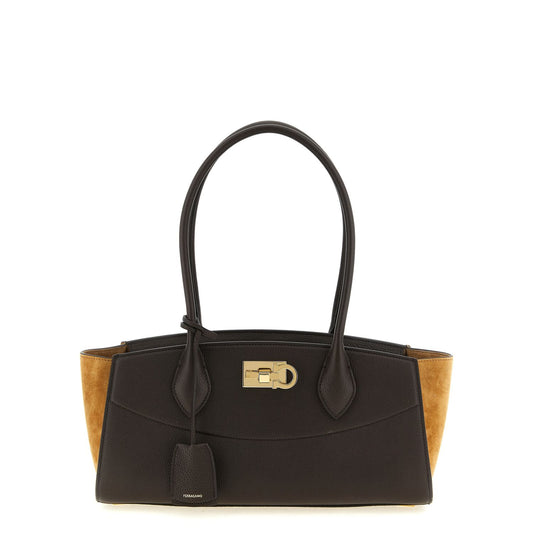 Ferragamo Brown Calfskin Shoulder Bag