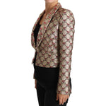 Dolce & Gabbana Glittering Gold Floral Sequined Blazer Jacket Coats & Jackets Dolce & Gabbana Dark Slate Gray