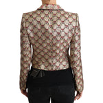 Dolce & Gabbana Glittering Gold Floral Sequined Blazer Jacket Coats & Jackets Dolce & Gabbana Dark Slate Gray