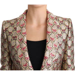 Dolce & Gabbana Glittering Gold Floral Sequined Blazer Jacket Coats & Jackets Dolce & Gabbana Rosy Brown