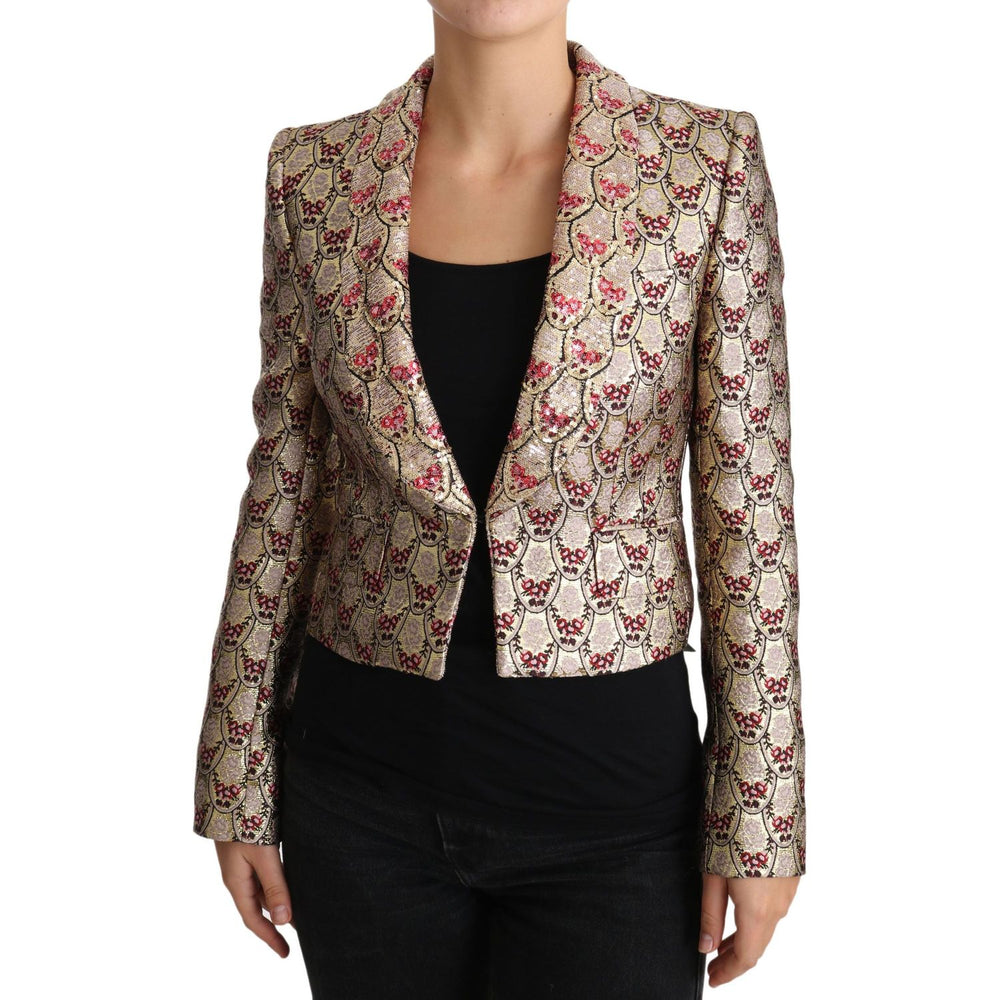 Dolce & Gabbana Glittering Gold Floral Sequined Blazer Jacket Coats & Jackets Dolce & Gabbana Gray
