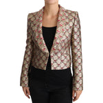Dolce & Gabbana Glittering Gold Floral Sequined Blazer Jacket Coats & Jackets Dolce & Gabbana Gray