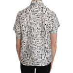 Dolce & Gabbana Trumpet Print Button Front Silk Top Blouse