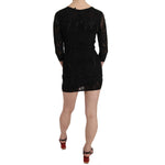 John Richmond Black Silk Sequined Mini Shift Gown