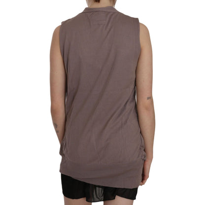 PINK MEMORIES Brown 100% Cotton Sleeveless Cardigan Top Vest