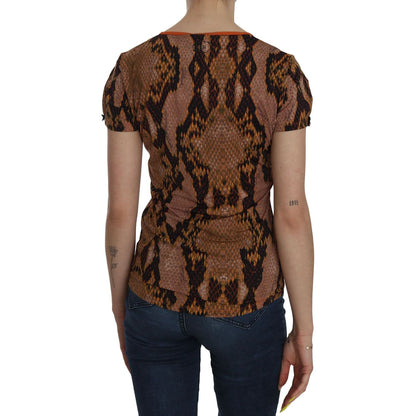 Just Cavalli Snake Skin Print Short Sleeve Top T-shirt