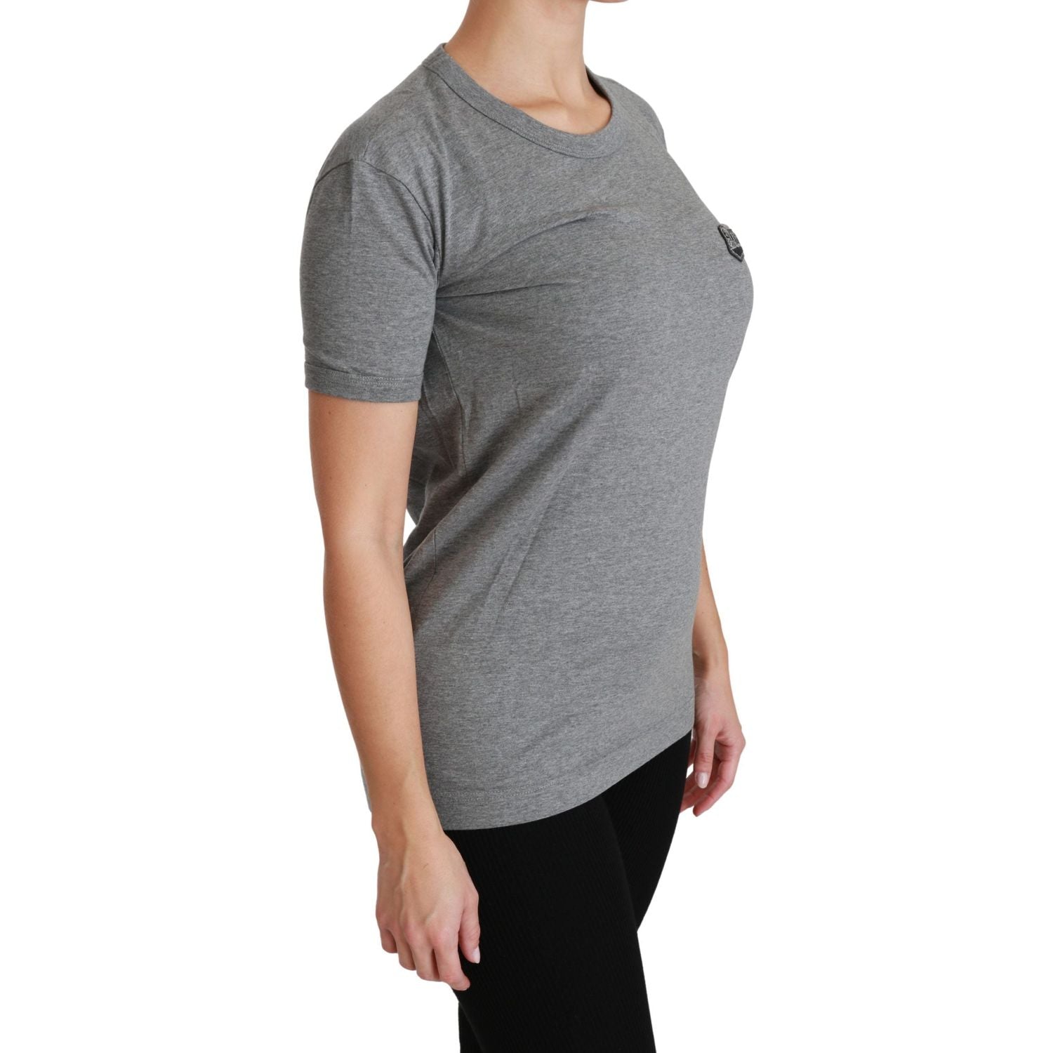 تي شيرت Dolce &amp; Gabbana Chic Grey Amore Patch Crewneck