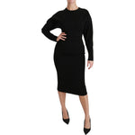 Dolce & Gabbana Black Bodycon Sheath Midi Stretch Dress Dresses