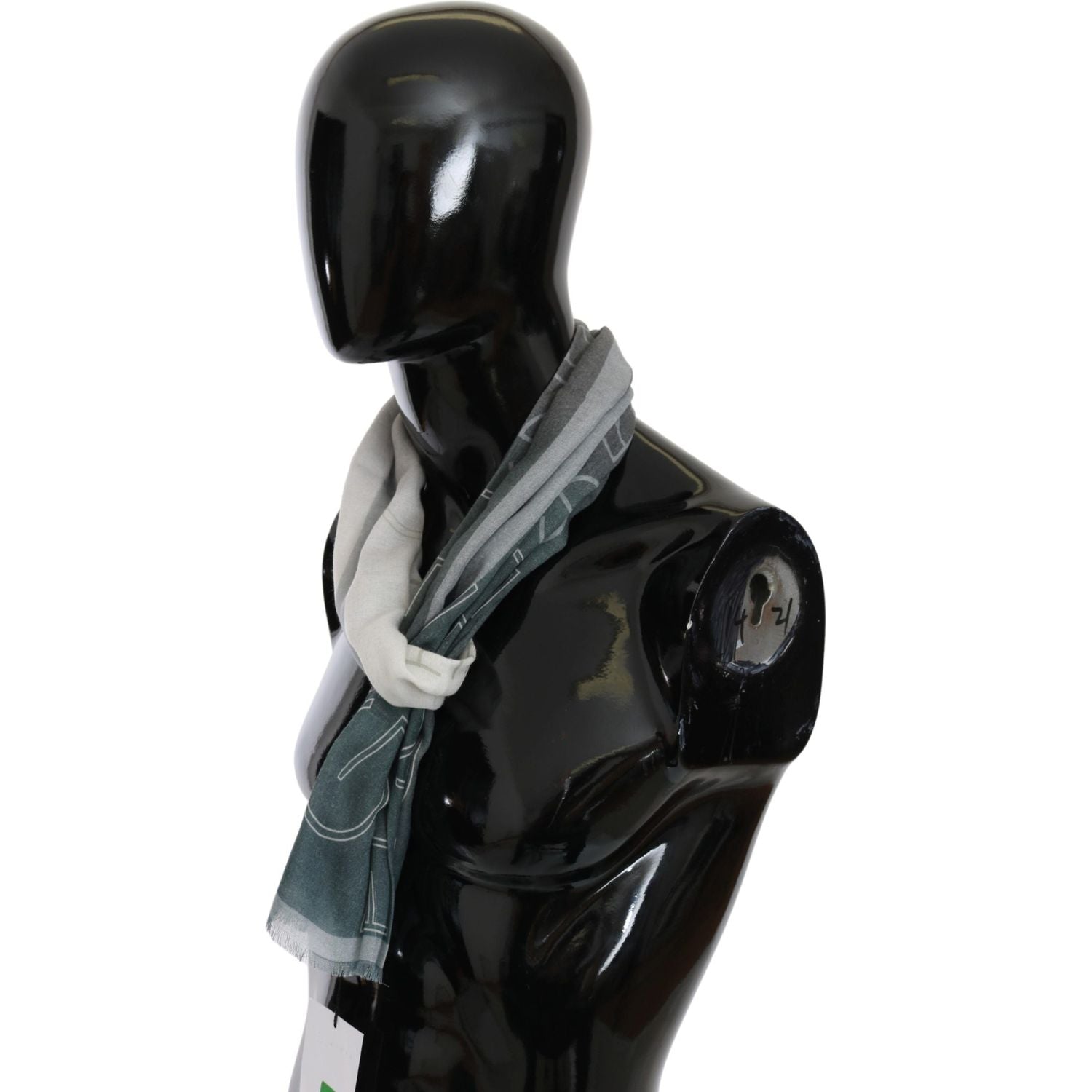 优雅蓝灰色图案围巾