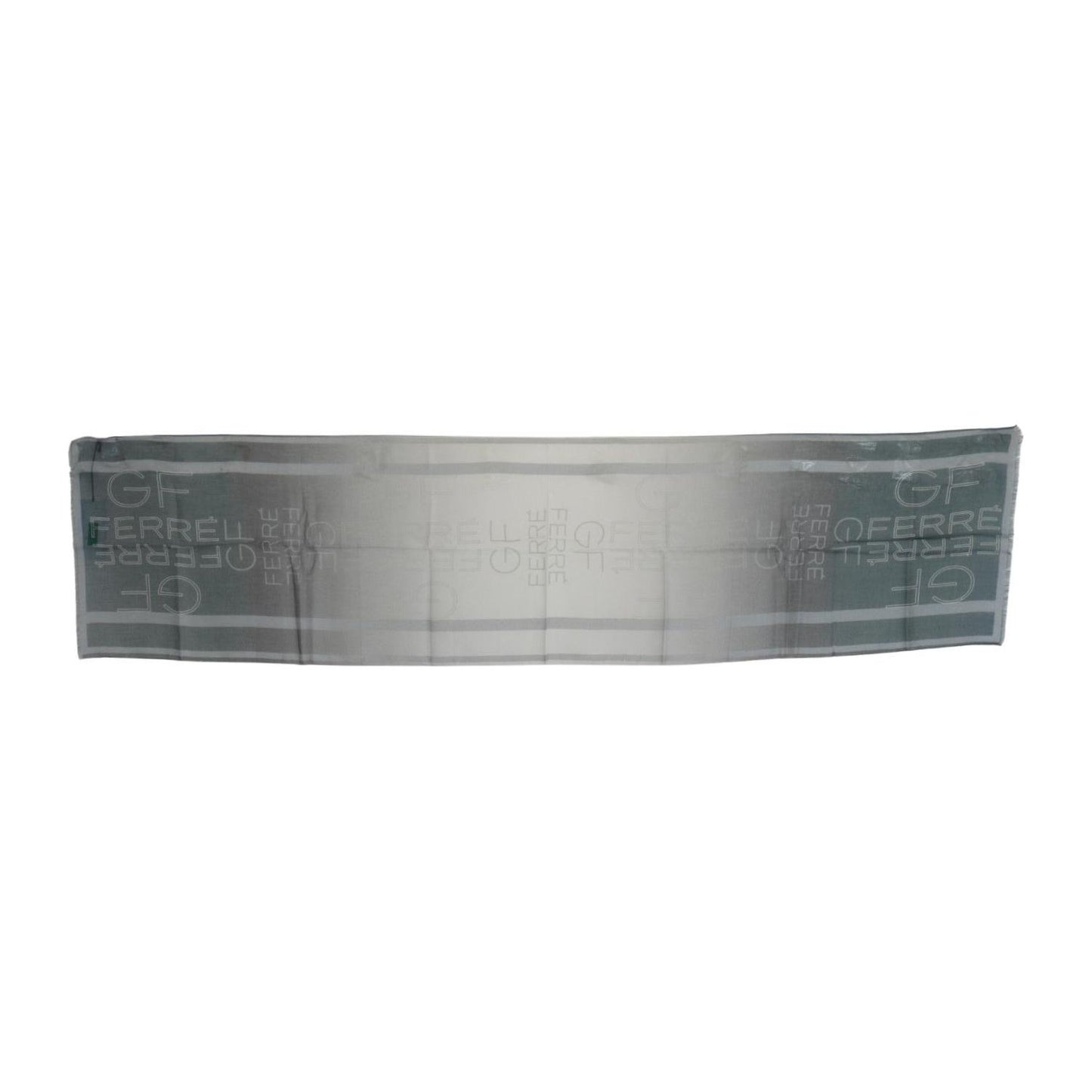 GF Ferre Gray Wool Viscose Foulard Patterned Branded Scarf