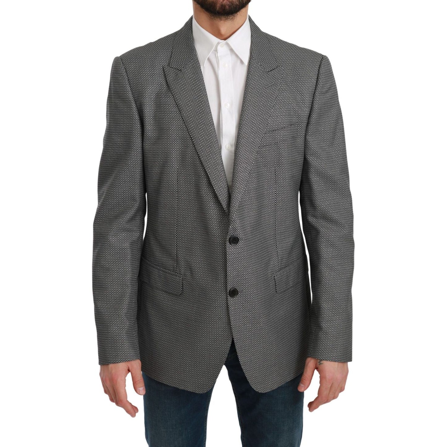 Dolce & Gabbana Gray Slim Fit Formal MARTINI Blazer