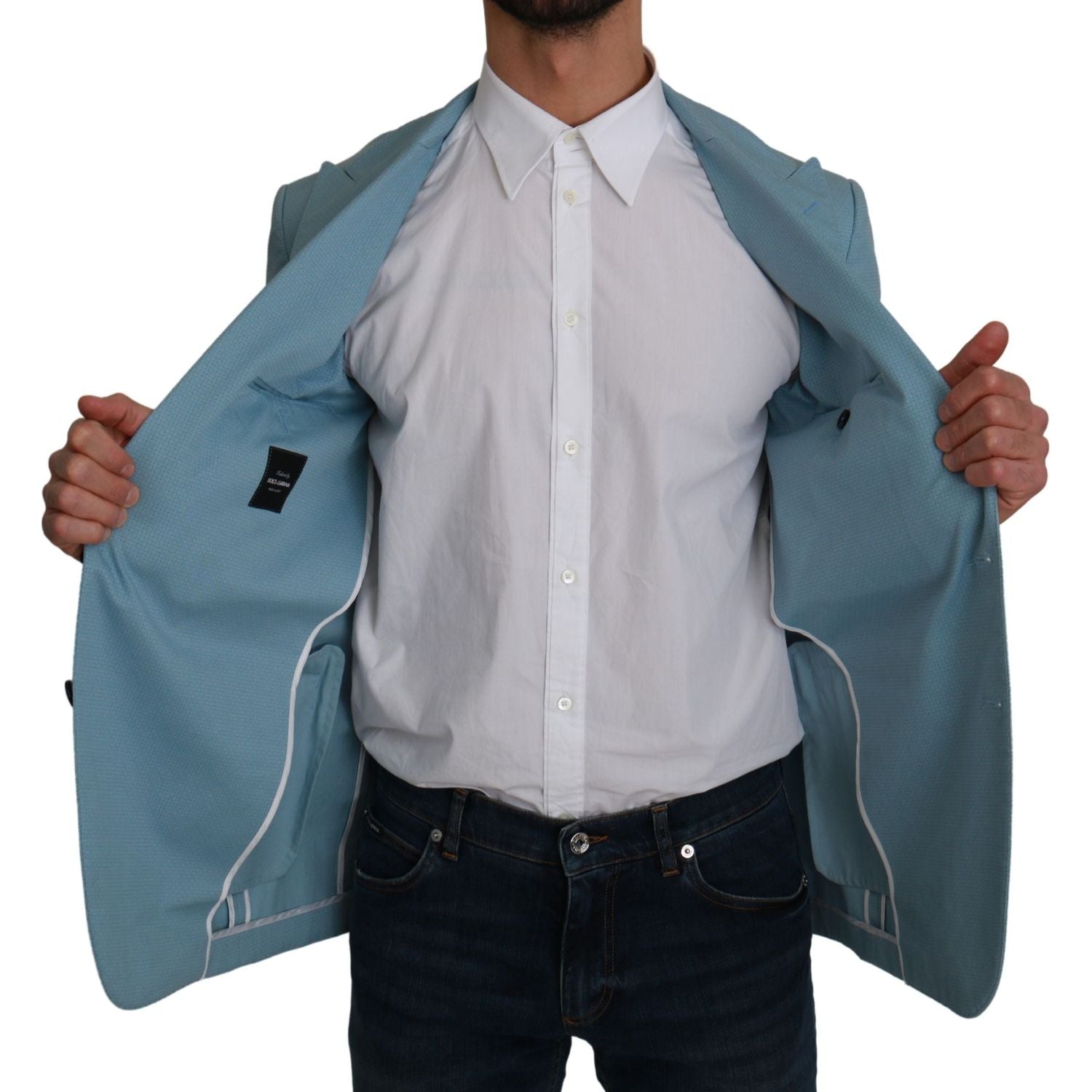 سترة أنيقة باللون الأزرق من دولتشي آند غابانا بنمط خيالي