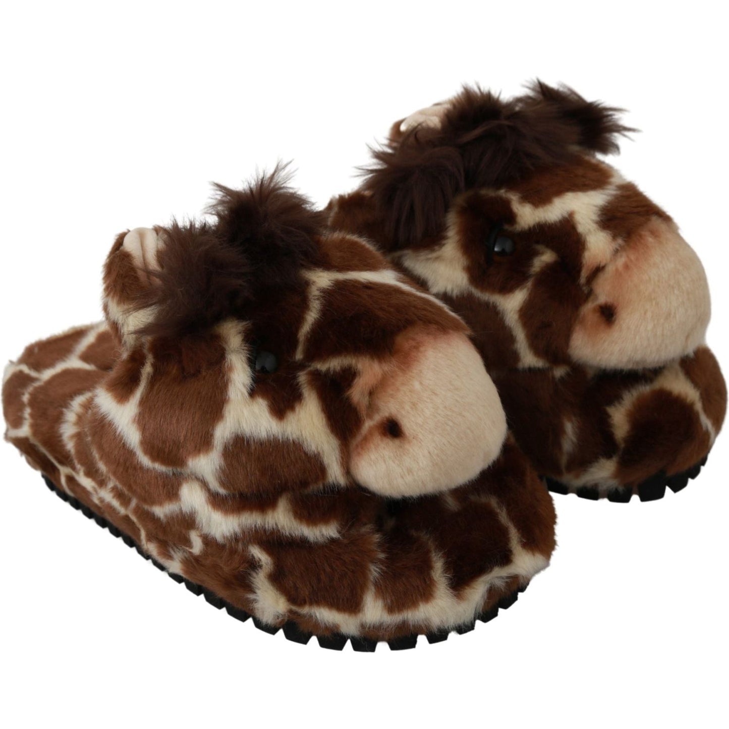 Dolce & Gabbana Brown Giraffe Slippers Flats Sandals Shoes