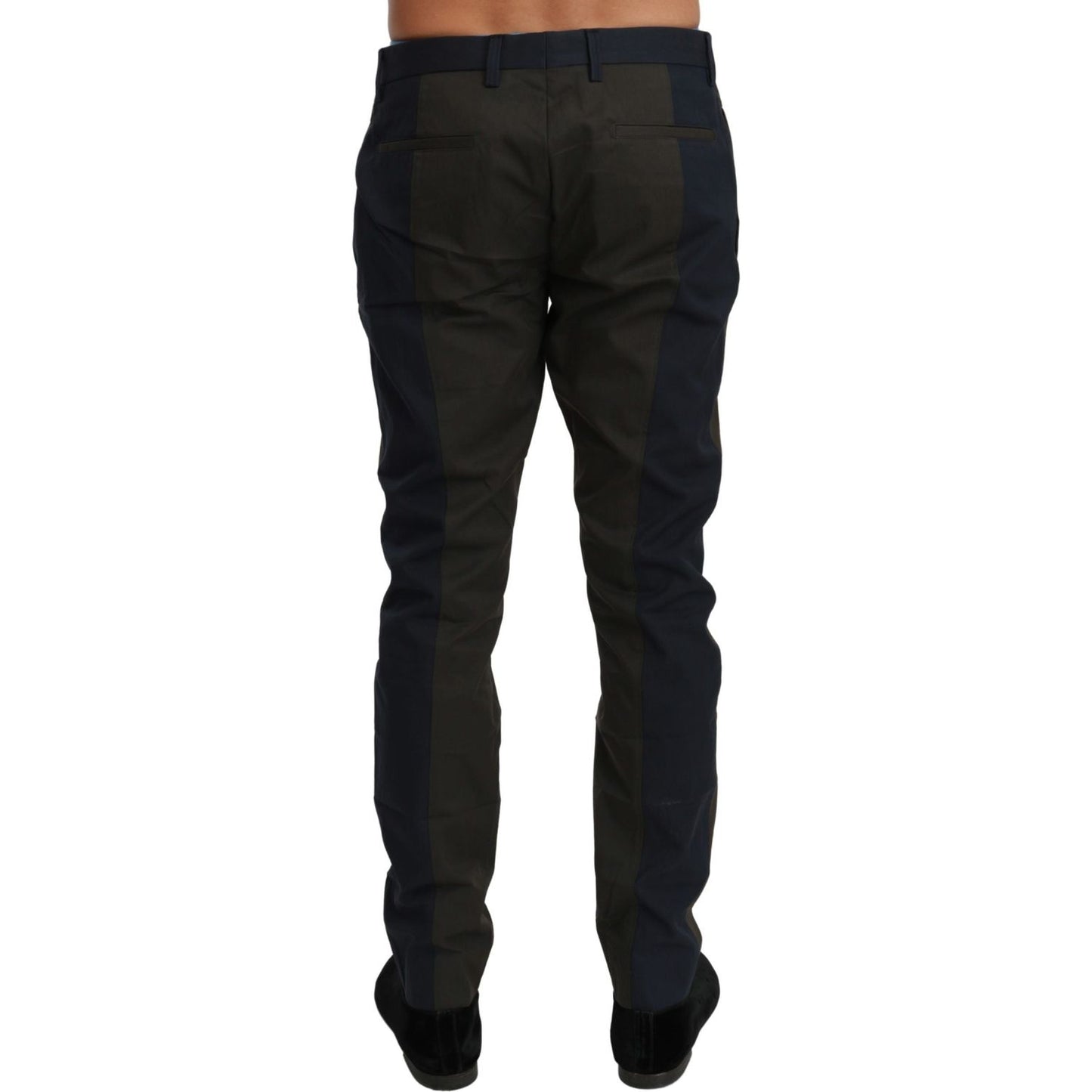 Dolce & Gabbana Blue Gray Stripes Trouser Cotton Pants