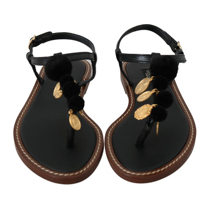 حذاء Dolce &amp; Gabbana Pom Pom Flip Flop ذو رباط للكاحل