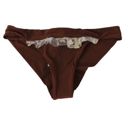 PINK MEMORIES Brown Lace Beachwear Two Piece Bikini Swimsuit