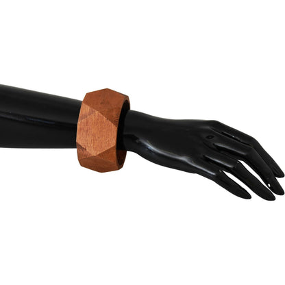 Costume National Brown Wooden Branded Bracelet