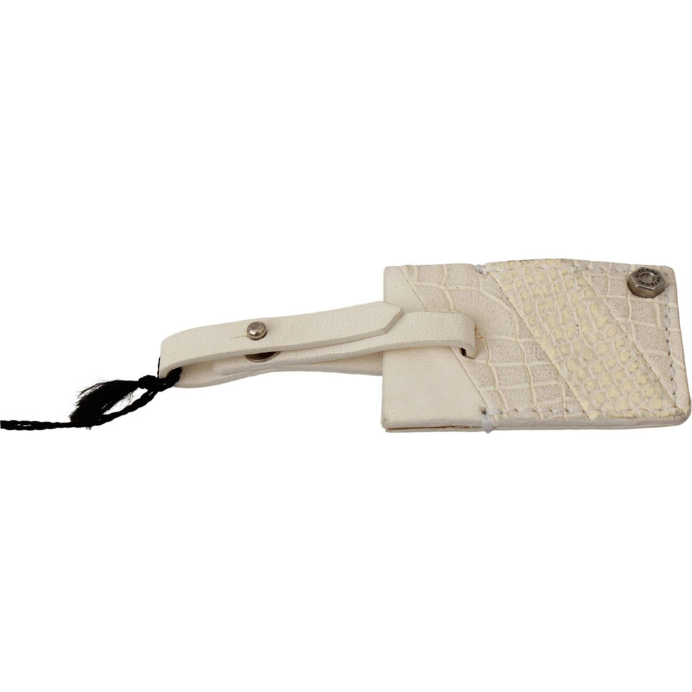 GF Ferre Elegant Beige Leather Keychain Keychain GF Ferre Gray