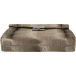 Dolce & Gabbana Beige Velvet Croco-Print Leather Briefcase Clutch Clutch Dolce & Gabbana Dim Gray