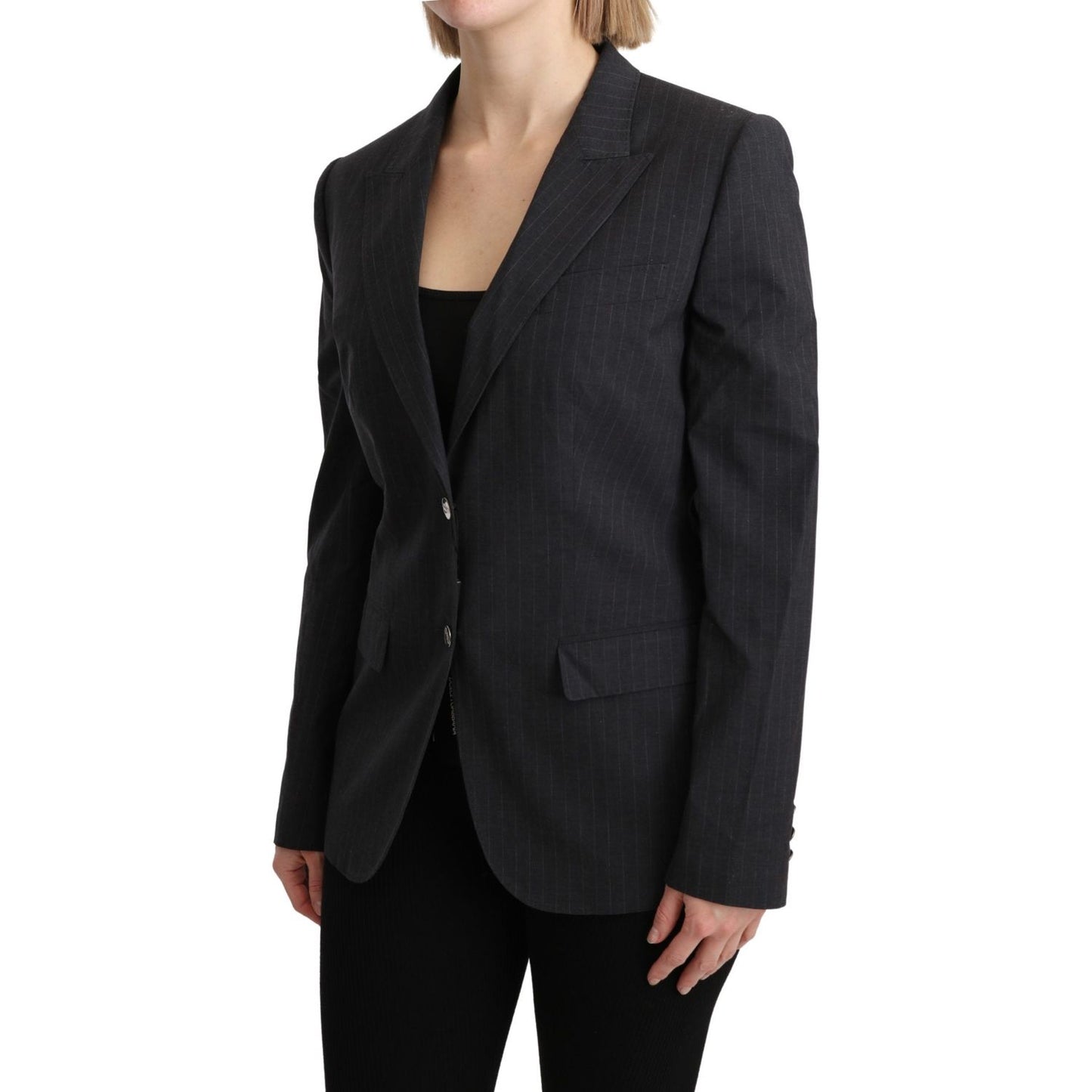 Dolce & Gabbana Gray Single Breasted Blazer Cotton Jacket