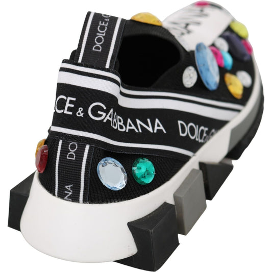 Dolce & Gabbana Black Crystal-Embellished Low Top Sneakers Dolce & Gabbana Dark Slate Gray