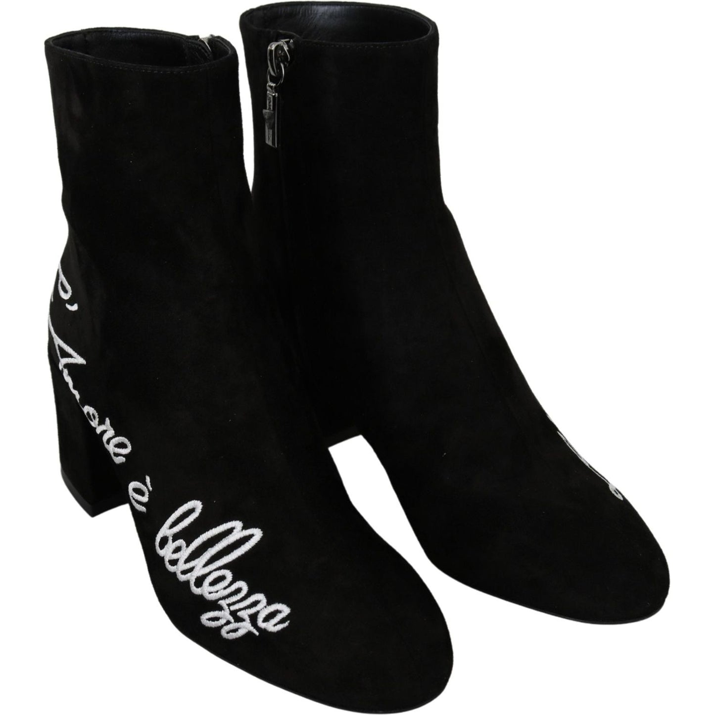Dolce & Gabbana Black Suede L'Amore E'Bellezza Boots Shoes