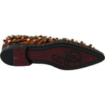 Dolce & Gabbana Orange Pony Hair Crystal Dress Broque Shoes LA7205-40