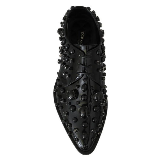 Dolce & Gabbana Elegant Black Dress Shoes with Crystals Dolce & Gabbana Black