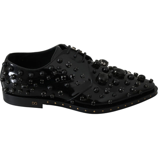 Dolce & Gabbana Elegant Black Dress Shoes with Crystals Dolce & Gabbana Black