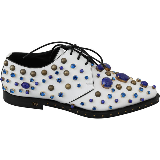 Dolce & Gabbana Elegant White Leather Dress Shoes With Crystals Dolce & Gabbana Dark Slate Gray