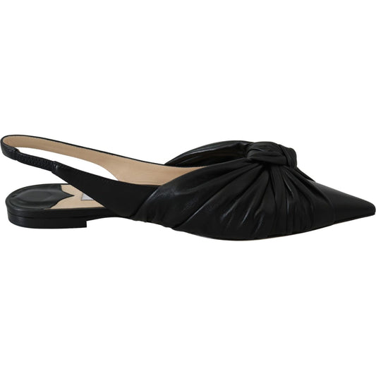 Jimmy Choo Elegant Pointed Toe Leather Flats Shoes Jimmy Choo Black